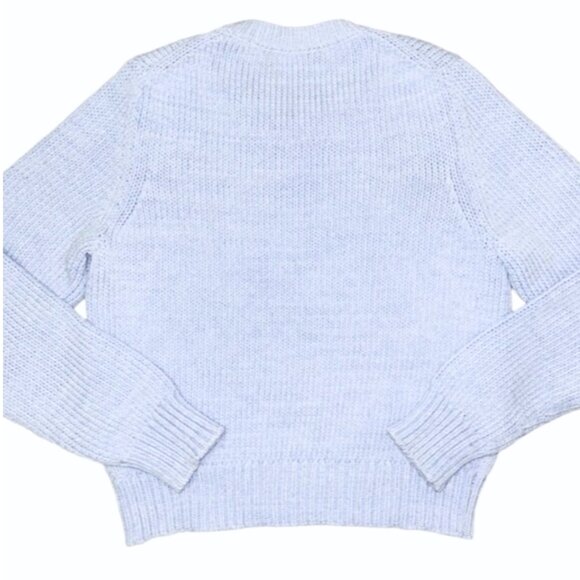 White + Warren Cotton Rope Knit Crewneck Sweater Sky Blue M - Picture 6 of 8